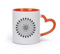 cerámica Taza de porcelana Estudio de yoga, meditación y relajación con círculos de mandalas cristianos （11oz/320ml） Para cafetería o regalo Naranja