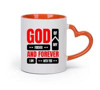 cerámica Taza de porcelana Mi Dios está contigo siempre y para siempre citas inspiradoras versículos bíblicos cristianos （11oz/320ml） Para espresso, juego de té Naranja