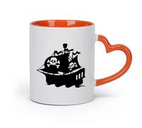 cerámica Taza de regalo original Barco pirata Barco pirata Isla dorada Dibujos animados Niños （11oz/320ml） Para Té, Café, Leche, Capuchino Naranja