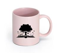 cerámica Taza de regalo original Casa del Árbol del Conocimiento de la Historia del Libro Abierto （11oz/320ml） Para café, avena, té, fácil de limpiar Rosa