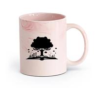cerámica Taza de regalo original Casa del Árbol del Conocimiento de la Historia del Libro Abierto （11oz/320ml） Para café, avena, té, fácil de limpiar Rosa mármol