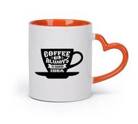 cerámica Taza de regalo original Cita de cocina: El café siempre es una buena idea （11oz/320ml） Para café, sopa, té, leche, latte, chocolate caliente, para mujeres y hombres Naranja