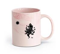 cerámica Taza de regalo original Dios de la danza alegre Ganesha Deidad india Cabeza Elefante （11oz/320ml） Para té, café, infusión caliente Rosa mármol