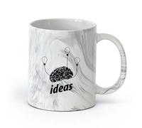 cerámica Taza de regalo original Idea Cerebro Mente Bulbo Lluvia de ideas Brillante （11oz/320ml） Apto para lavavajillas y microondas, para la oficina y el hogar Negro mármol
