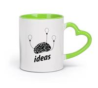 cerámica Taza de regalo original Idea Cerebro Mente Bulbo Lluvia de ideas Brillante （11oz/320ml） Apto para lavavajillas y microondas, para la oficina y el hogar Verde