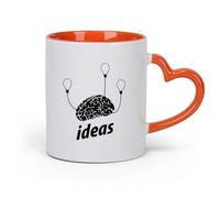 cerámica Taza de regalo original Idea Cerebro Mente Bulbo Lluvia de ideas Brillante （11oz/320ml） Apto para lavavajillas y microondas, para la oficina y el hogar Naranja