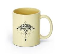 cerámica Taza de regalo original Meditación Zen Relajante con Flor Om y Yoga del Loto （11oz/320ml） Ideal para el hogar, la oficina, cafeterías, ideas de regalo Beige