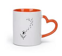 cerámica Taza de regalo original Notas musicales de la flor del diente de león Clave de sol （11oz/320ml） Bebidas calientes, espresso Naranja