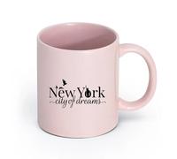 cerámica Taza de regalo original NY Nueva York Ciudad de los Sueños Estatua de la Libertad Aves （11oz/320ml） Para té, café, infusión caliente Rosa