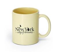 cerámica Taza de regalo original NY Nueva York Ciudad de los Sueños Estatua de la Libertad Aves （11oz/320ml） Para té, café, infusión caliente Beige
