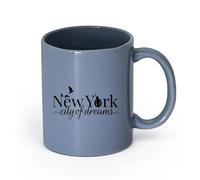 cerámica Taza de regalo original NY Nueva York Ciudad de los Sueños Estatua de la Libertad Aves （11oz/320ml） Para té, café, infusión caliente Gris azulado