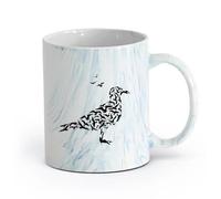 cerámica Taza de regalo original Resumen Gaviotas Bandada de pájaros Animales Gaviota （11oz/320ml） Para bebidas calientes, latte, capuchino Azul mármol