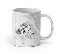 cerámica Taza de regalo original Vamos a jugar Frase Cita Videojuegos Joystick Juegos （11oz/320ml） Para bebidas calientes, latte, capuchino Negro mármol