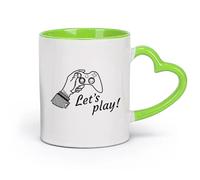 cerámica Taza de regalo original Vamos a jugar Frase Cita Videojuegos Joystick Juegos （11oz/320ml） Para bebidas calientes, latte, capuchino Verde