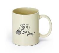 cerámica Taza de regalo original Vamos a jugar Frase Cita Videojuegos Joystick Juegos （11oz/320ml） Para bebidas calientes, latte, capuchino Amarillo claro