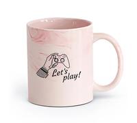 cerámica Taza de regalo original Vamos a jugar Frase Cita Videojuegos Joystick Juegos （11oz/320ml） Para bebidas calientes, latte, capuchino Rosa mármol