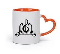 cerámica Taza de Té de Cerámica Teclas de piano Música Clave de sol Instrumento musical （11oz/320ml） Ideal para el hogar, la oficina, cafeterías, ideas de regalo Naranja
