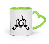 cerámica Taza de Té de Cerámica Teclas de piano Música Clave de sol Instrumento musical （11oz/320ml） Ideal para el hogar, la oficina, cafeterías, ideas de regalo Verde