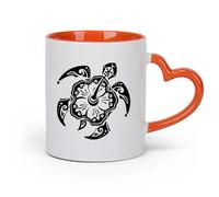 cerámica Taza de Té de Cerámica Tortuga marina, animal, flor exótica, estilo playa （11oz/320ml） Perfecto para cocinas, restaurantes y cafeterías, gran idea de regalo Naranja