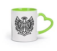cerámica Taza de té latte de porcelana Un icono de estilo glifo del símbolo del ángel santo （11oz/320ml） Tazas de cerámica para el hogar o el trabajo Verde