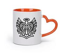 cerámica Taza de té latte de porcelana Un icono de estilo glifo del símbolo del ángel santo （11oz/320ml） Tazas de cerámica para el hogar o el trabajo Naranja