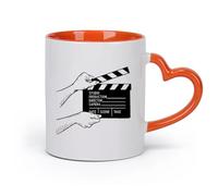 cerámica Taza de té o café original Claqueta de cine Tv Cine Producción cinematográfica Película （11oz/320ml） Para leche, té, cola y agua Naranja