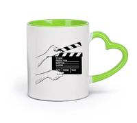 cerámica Taza de té o café original Claqueta de cine Tv Cine Producción cinematográfica Película （11oz/320ml） Para leche, té, cola y agua Verde