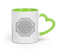 cerámica Taza de Té y Café Genial Estudio de meditación de esfera bohemia con mandala dorado （11oz/320ml） Para leche, té, cola y agua Verde