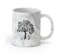 cerámica Taza, Taza de Café/Té Cafeto Fruta Madura Huele el Aroma Barra de Café （11oz/320ml） Perfecto para cocinas, restaurantes y cafeterías, gran idea de regalo Negro mármol