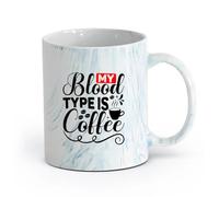 cerámica Taza, Taza de Café/Té Mi tipo de sangre es café Frase Caligrafía de Café （11oz/320ml） Perfecto para cocinas, restaurantes y cafeterías, gran idea de regalo Azul mármol