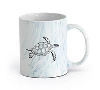 cerámica Taza, Taza de Café/Té Tortuga marina Animal Océano Estilo marino Zoológico （11oz/320ml） Perfecto para cocinas, restaurantes y cafeterías, gran idea de regalo Azul mármol