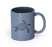 cerámica Taza, Taza de Café/Té Tortuga marina Animal Océano Estilo marino Zoológico （11oz/320ml） Perfecto para cocinas, restaurantes y cafeterías, gran idea de regalo Gris azulado