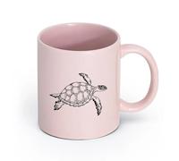 cerámica Taza, Taza de Café/Té Tortuga marina Animal Océano Estilo marino Zoológico （11oz/320ml） Perfecto para cocinas, restaurantes y cafeterías, gran idea de regalo Rosa