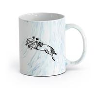 cerámica Tazas de Café con Asa Animal Caballo Carrera Semental Jockey Salto Caballo （11oz/320ml） Perfecto para cocinas, restaurantes y cafeterías, gran idea de regalo Azul mármol