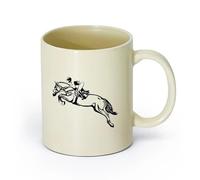 cerámica Tazas de Café con Asa Animal Caballo Carrera Semental Jockey Salto Caballo （11oz/320ml） Perfecto para cocinas, restaurantes y cafeterías, gran idea de regalo Amarillo claro