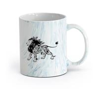 cerámica Tazas de Café con Asa Animales salvajes Fuerte Poderoso León Depredador （11oz/320ml） Perfecto para cocinas, restaurantes y cafeterías, gran idea de regalo Azul mármol