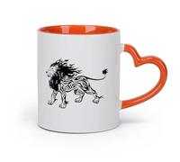 cerámica Tazas de Café con Asa Animales salvajes Fuerte Poderoso León Depredador （11oz/320ml） Perfecto para cocinas, restaurantes y cafeterías, gran idea de regalo Naranja