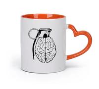 cerámica Tazas de Café con Asas Grandes para Hombres y Mujeres Anatomía del cerebro （11oz/320ml） Perfecto para cocinas, restaurantes y cafeterías, gran idea de regalo Naranja