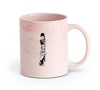 cerámica Tazas de café de cerámica blanca Actor estrella de cine de comedia y pantomima （11oz/320ml） Oficina, hogar, cafetería, apto para lavavajillas y microondas Rosa mármol
