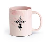 cerámica Tazas de café de cerámica blanca Cruz de la Moda Jesús Iglesia Cristianismo （11oz/320ml） Perfecto para cocinas, restaurantes y cafeterías, gran idea de regalo Rosa mármol