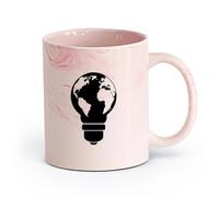 cerámica Tazas de café de cerámica blanca Mapa del mundo con forma de bombilla （11oz/320ml） Perfecto para cocinas, restaurantes y cafeterías, gran idea de regalo Rosa mármol