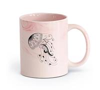 cerámica Tazas de café de cerámica blanca Medusa Animal Marino Estilo Playa Marina （11oz/320ml） Perfecto para cocinas, restaurantes y cafeterías, gran idea de regalo Rosa mármol