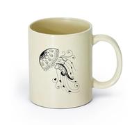cerámica Tazas de café de cerámica blanca Medusa Animal Marino Estilo Playa Marina （11oz/320ml） Perfecto para cocinas, restaurantes y cafeterías, gran idea de regalo Amarillo claro
