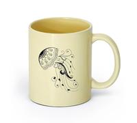 cerámica Tazas de café de cerámica blanca Medusa Animal Marino Estilo Playa Marina （11oz/320ml） Perfecto para cocinas, restaurantes y cafeterías, gran idea de regalo Beige