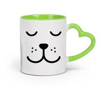 cerámica Tazas de café de cerámica blanca Oso dormilón cierra los ojos Oso niño （11oz/320ml） Perfecto para cocinas, restaurantes y cafeterías, gran idea de regalo Verde