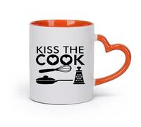 cerámica Tazas de café de porcelana Herramientas de cocina Kiss The Cook Kitchen Restaurant Pan （11oz/320ml） Ideal para usar en casa y la oficina Naranja