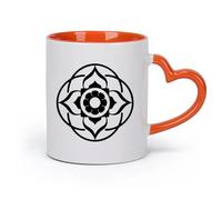 cerámica Tazas de Café, Té y Café Amuleto del budismo del yoga del gurú de la mandala del loto （11oz/320ml） Para té, café y bebidas calientes Naranja