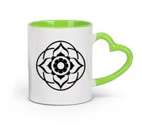 cerámica Tazas de Café, Té y Café Amuleto del budismo del yoga del gurú de la mandala del loto （11oz/320ml） Para té, café y bebidas calientes Verde