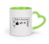 cerámica Tazas de Café, Té y Café Antes de salir Letrero Casa Pasillo Cita Familiar （11oz/320ml） Perfecto para cocinas, restaurantes y cafeterías, gran idea de regalo Verde
