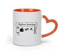 cerámica Tazas de Café, Té y Café Antes de salir Letrero Casa Pasillo Cita Familiar （11oz/320ml） Perfecto para cocinas, restaurantes y cafeterías, gran idea de regalo Naranja